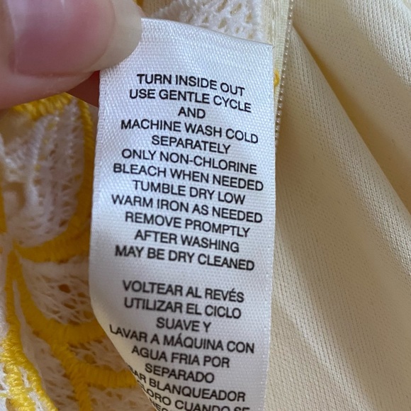 WHBM Yellow White Tonal Lace Sheath Dress - 2 - Picture 9 of 14